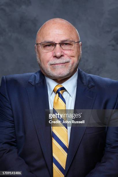 Barry Trotz general manager of the Nashville Predators poses for his official headshot for the 2023-2024 season on September 20, 2023 at Bridgestone...