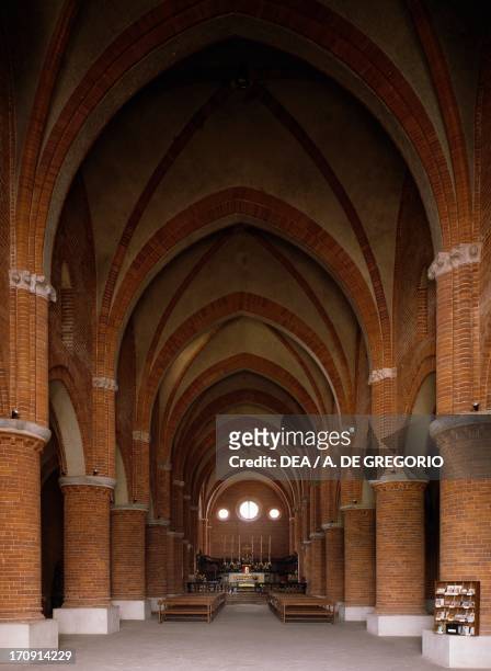 Interior of the Cistercian Abbey of Morimondo, Lombardy, Italy.