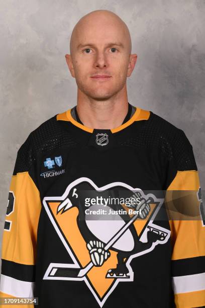 Chad Ruhwedel of the Pittsburgh Penguins poses for his official headshot for the 2023-2024 season on September 20, 2023 at the UPMC Lemieux Sports...