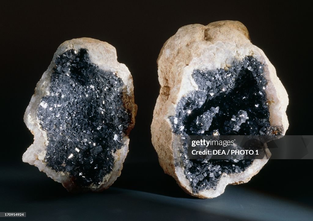 Galena pasted into Quartz geode...