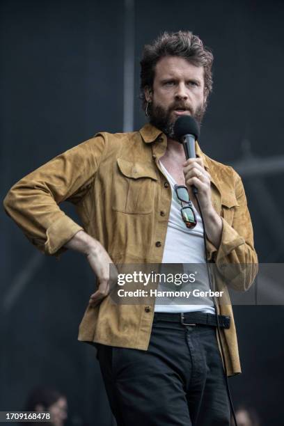 Joshua Tillman aka Father John Misty performs at the 2023 Ohana Music Festival at Doheny State Beach on September 29, 2023 in Dana Point, California.