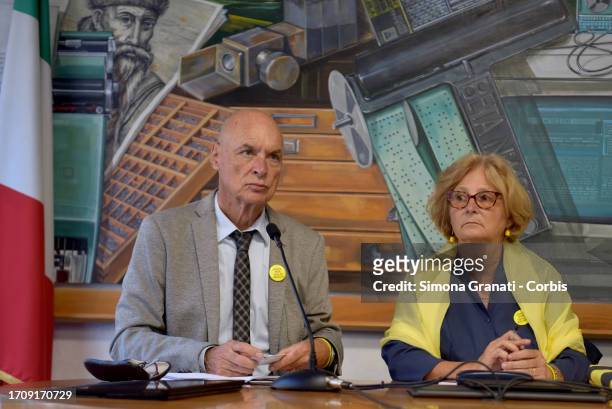 Claudio Regeni and Paola Deffendi, parents of Giulio Regeni, hold a press conference at the headquarters of the Order of Press Journalists of the...