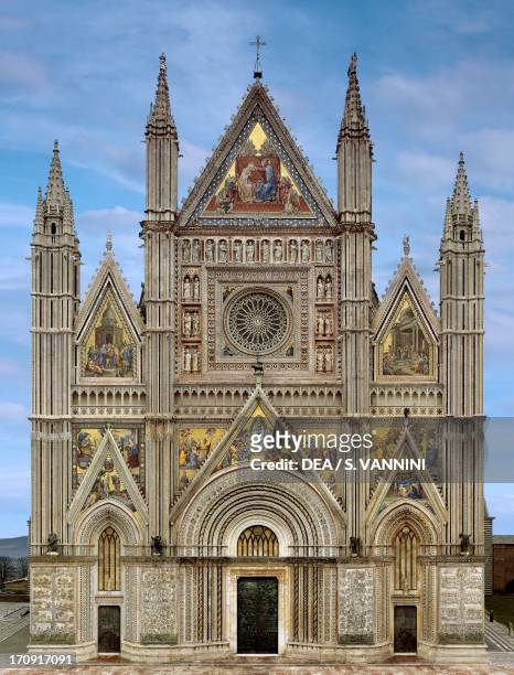 Digital reconstruction of the facade of Orvieto Cathedral , Orvieto, Umbria, Italy. After the restoration project from 1989 to 1996.