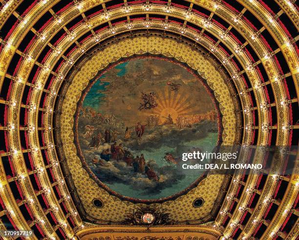 Ceiling painted by Giuseppe Cammarano , Teatro San Carlo , Naples, Campania, Italy.