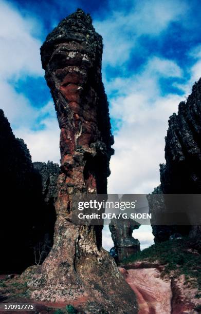 Rock formations resulting from wind erosion on sandstone, Vila Velha State Park, State of Parana, Brazil.