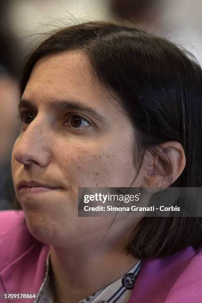 Elly Schlein secretary of the Democratic Party attends Press conference of the Regeni family at the headquarters of the Order of Press Journalists,...