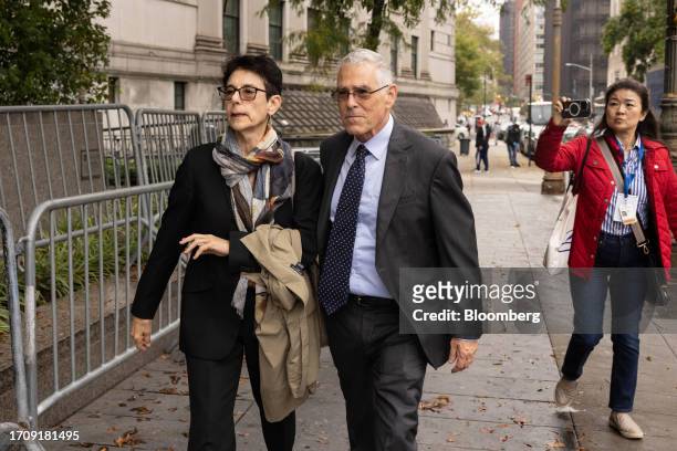 Barbara Fried and Allan Joseph Bankman, parents of FTX Co-Founder Sam Bankman-Fried, arrive at court in New York, US, on Friday, Oct. 6, 2023. Former...