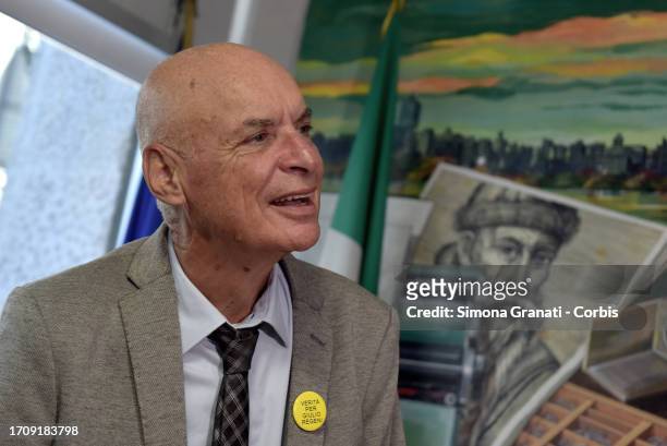 Claudio Regeni, father of Giulio Regeni during a press conference at the headquarters of the Order of Press Journalists of the Family of Giulio...