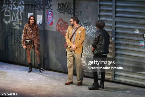 Alejandra Barros, Juan Martín Jáuregui and Faisy perform during the first night of the play 'Escape Room' at Teatro Libanes on September 29, 2023 in...