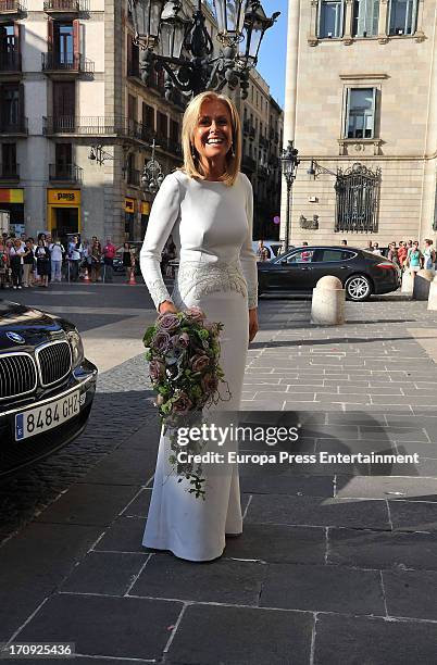 Rosa Clara attends her wedding with Josep Artigas at Barcelona Townhall on June 15, 2013 in Barcelona, Spain. Rosa Clara is the owner of one of the...