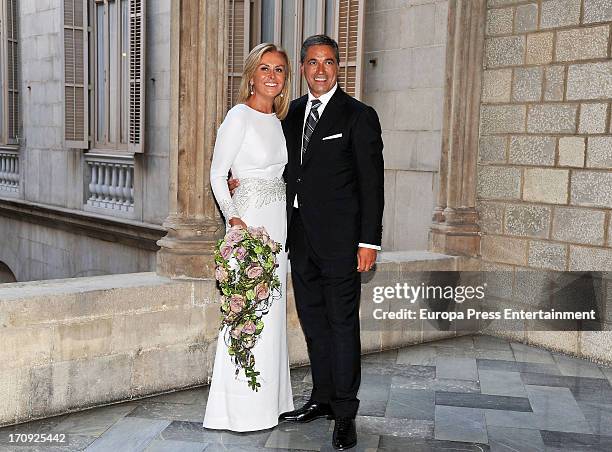 Wedding of Rosa Clara and Josep Artigas at Barcelona Townhall on June 15, 2013 in Barcelona, Spain. Rosa Clara is the owner of one of the most...