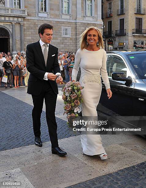 Rosa Clara attends her wedding with Josep Artigas at Barcelona Townhall on June 15, 2013 in Barcelona, Spain. Rosa Clara is the owner of one of the...