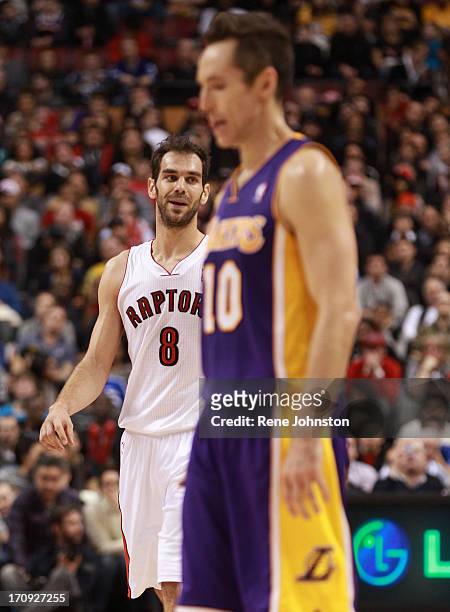 Raptors point guard Jose Calderon bested Los Angeles Lakers guard Steve Nash in the battle of running the floor in Toronto. Rene Johnston/ Toronto...
