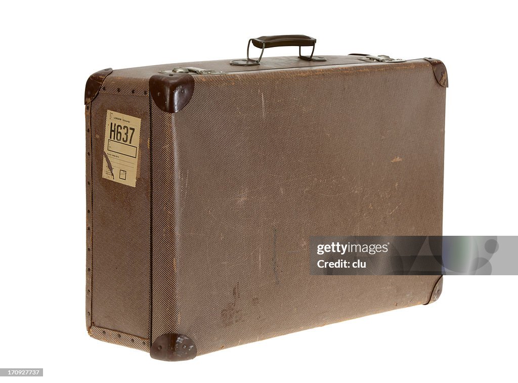 Braune vintage Koffer auf weißem Hintergrund