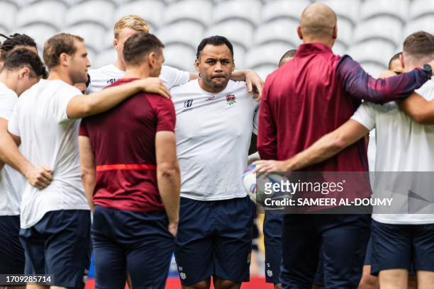 England's number eight Billy Vunipola takes part in the captain's run training session at the Pierre-Mauroy stadium in Villeneuve-d'Ascq near Lille,...