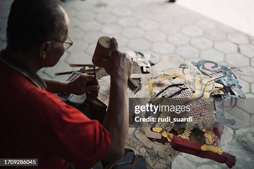Java, Making shadow puppet, wayang kuli or shadow puppet Java, Making shadow puppet, wayang kuli or shadow puppet