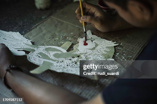 Java, Making shadow puppet, wayang kuli or shadow puppet Java, Making shadow puppet, wayang kuli or shadow puppet