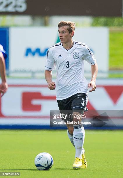 Christopher Lenz of Germany during the Under 19 elite round match between U19 Cyprus and U19 Germany at Mjondalen Stadium on June 5, 2013 in Oslo,...