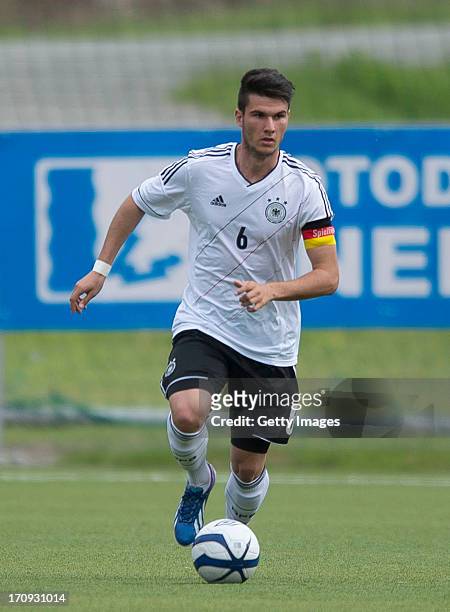 Robin Yalcin of Germany during the Under 19 elite round match between U19 Netherlands and U19 Germany at Notodden Stadium on June 5, 2013 in...