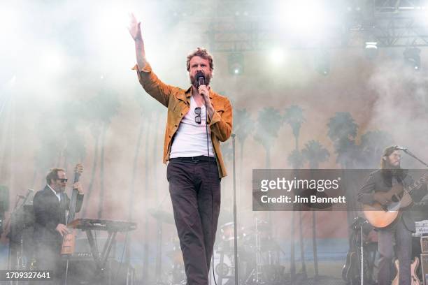 Singer, songwrtier and guitarist Father John Misty performs live on stage at Doheny State Beach on September 29, 2023 in Dana Point, California.