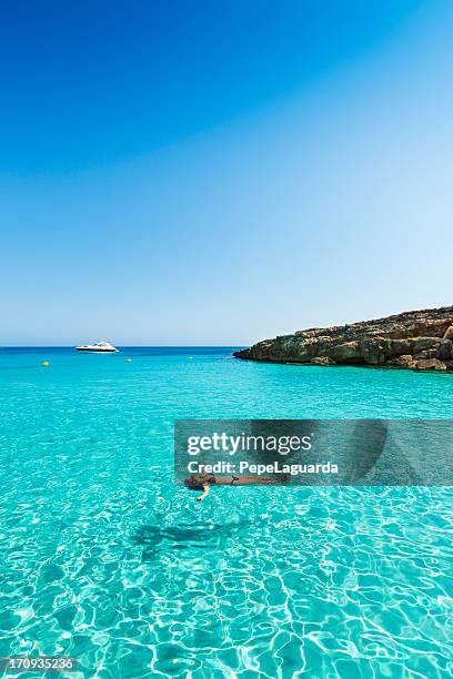 idyllic and relaxing holidays - menorca stockfoto's en -beelden
