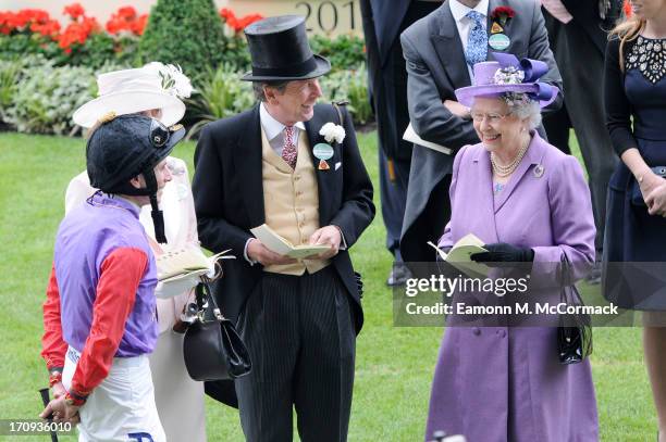 Queen Elizabeth II in the Parade ring ahead of the Gold Cup on Ladies Day on Day 3 of Royal Ascot at Ascot Racecourse on June 20, 2013 in Ascot,...
