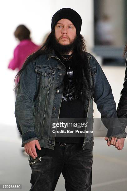 Joey Jordison of the band Slipknot sighted at BBC Radio Studios on June 20, 2013 in London, England.