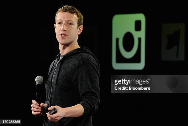 Mark Zuckerberg, chief executive officer of Facebook Inc., speaks during an event at the company's headquarters in Menlo Park, California, U.S., on...