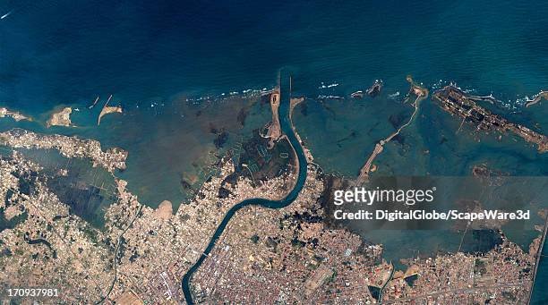 This is a post-tsunami image of Banda Aceh, Indonesia captured on August 6th, 2005.