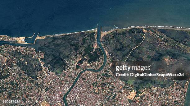 This is a pre-tsunami image of Banda Aceh, Indonesia captured on June 23rd, 2004.