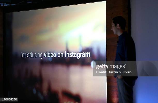 Instagram CEO Kevin Systrom speaks during a press event at Facebook headquarters on June 20, 2013 in Menlo Park, California. Systrom announced that...