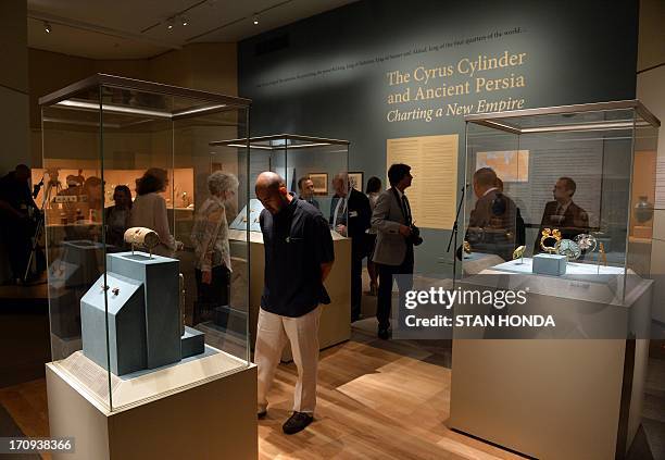 The Cyrus Cylinder , Achaemenid, 539-538 B.C., excavated at Babylon, Iraq on display in "The Cyrus Cylinder and Ancient Persia: Charting a New...