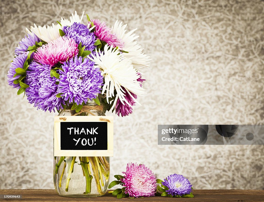 Flowers with Thank You Message