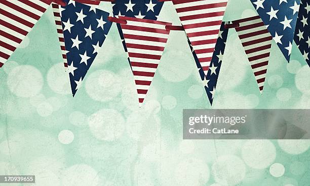 grungy american flag banners - fourth of july decorations stock pictures, royalty-free photos & images