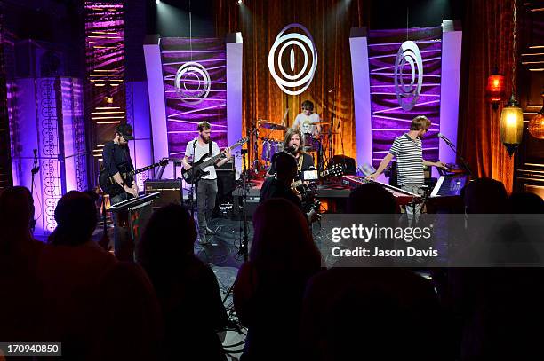 Spencer Thomson, Tommy Putnam, Trevor Terndrup, Tyler Ritter and Wes Bailey or Moon Taxi perform during the MTV, VH1, CMT & LOGO 2013 O Music Awards...