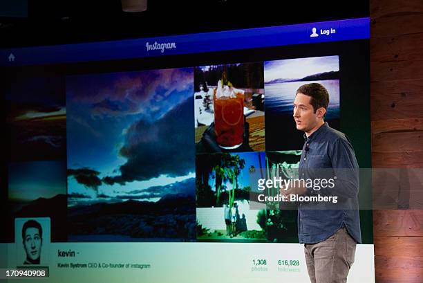 Kevin Systrom, chief executive officer and co-founder of Instagram Inc., speaks during an event at Facebook Inc. Headquarters in Menlo Park,...