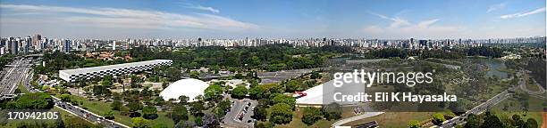 panoramic parque ibirapuera - ibirapuera park fotografías e imágenes de stock