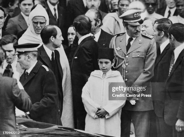 Crown Prince Sidi Mohammed representing his father, King Hassan II of Morocco, at a memorial service for the late French President Georges Pompidou...