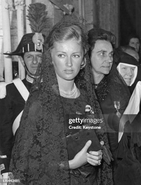 Princess Paola of Belgium , accompanied by a lady-in-waiting, attends the 'Novendiale' in memory of Pope John XXIII at St. Peter's Basilica, Vatican...