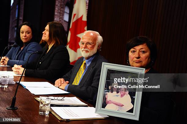 Speaking at the presser today was l to r Miranda Ferrier,Jennifer Burgess,Bob Gadsby and holding a picture of her mom 86 yr old Aspacia Giagoulis who...