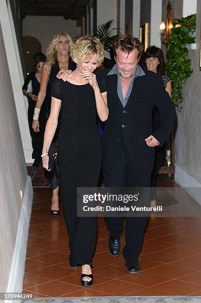 Meg Ryan and John Mellencamp attend Taormina Filmfest 2013 2013 at Teatro Antico on June 20, 2013 in Taormina, Italy.