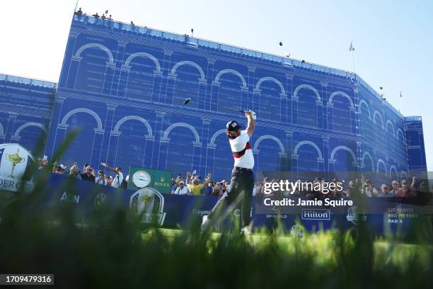 Brooks Koepka of Team United States tees off on the eighth hole during the Saturday morning foursomes matches of the 2023 Ryder Cup at Marco Simone...