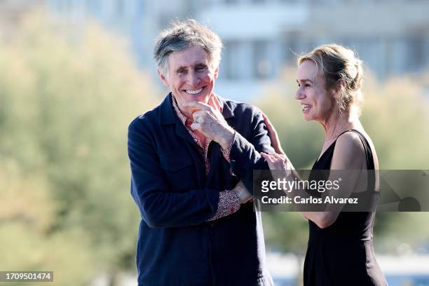 Actor Gabriel Byrne and actress Sandrine Bonnaire attend the "Dance Firs" photocall during the 71st San Sebastian International Film Festival at the...