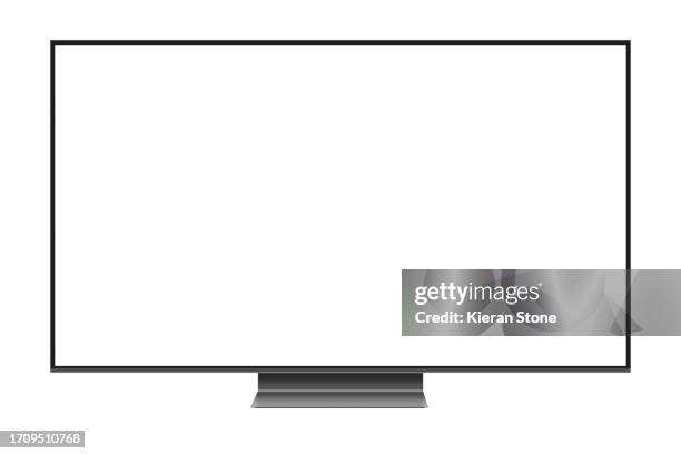 blank oled 4k tv template - monitor-de-pantalla-plana fotografías e imágenes de stock