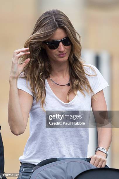 Model Gisele Bundchen is sighted at the Palais Royal on June 20, 2013 in Paris, France.