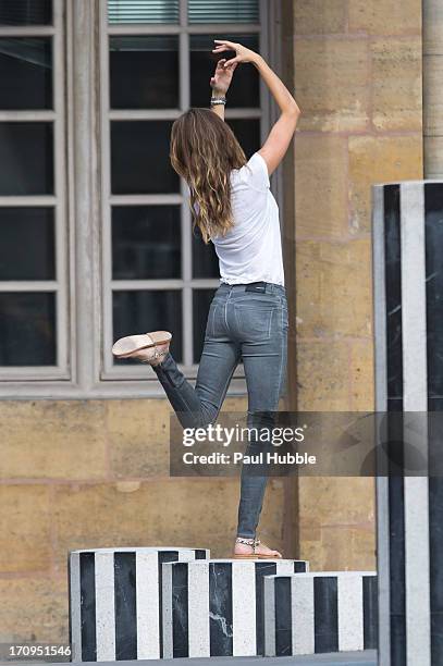 Model Gisele Bundchen is sighted at the Palais Royal on June 20, 2013 in Paris, France.