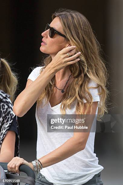 Model Gisele Bundchen is sighted on the 'Place Colette' on June 20, 2013 in Paris, France.