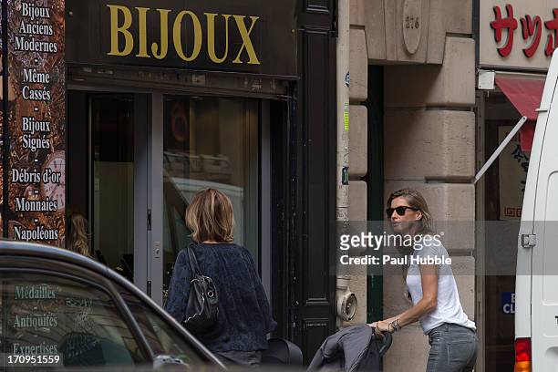 Model Gisele Bundchen is sighted on the 'Rue Saint Honore' on June 20, 2013 in Paris, France.