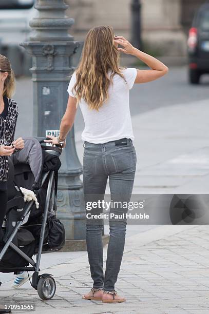 Model Gisele Bundchen is sighted near the 'Louvre' museum on June 20, 2013 in Paris, France.