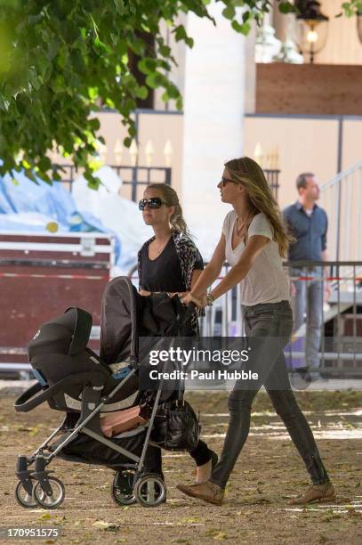 Model Gisele Bundchen and her sister Rafaela Bundchen are sighted at the Palais Royal on June 20, 2013 in Paris, France.